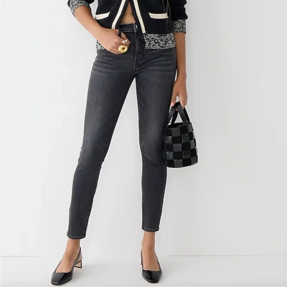 J. Crew 9”Mid Rise Toothpick Charcoal Wash Jeans